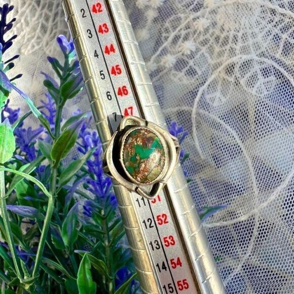 Vintage Natural Turquoise & Sterling Native Ring - Picture 6 of 11